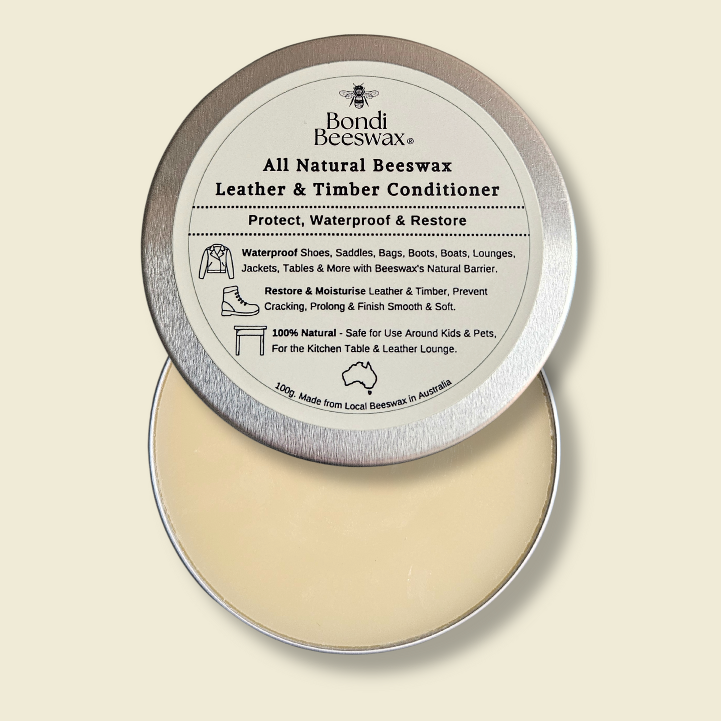 Bondi Beeswax All Natural Beeswax Leather Conditioner 100g
