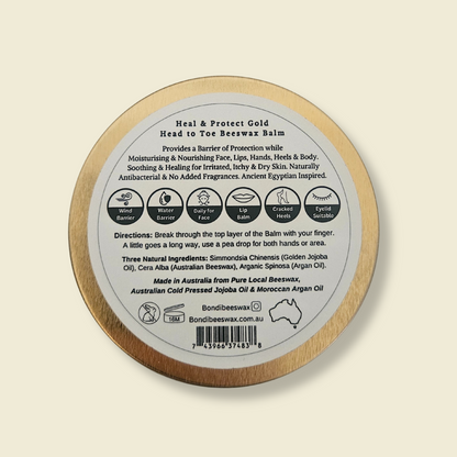 Bondi Beeswax - Heal & Protect Gold Head to Toe Natural Moisturiser & Barrier Balm 100g