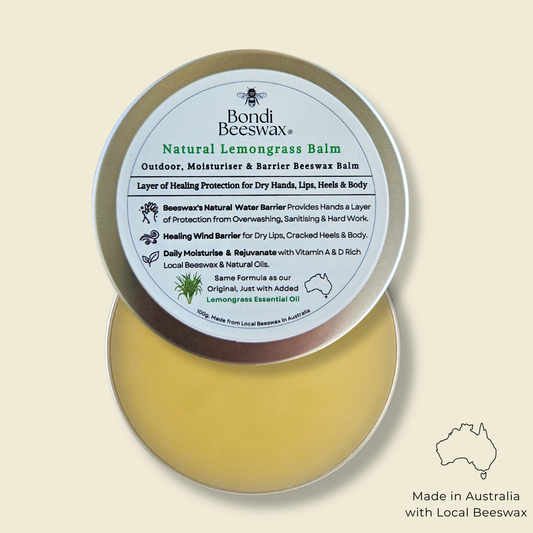 Bondi Beeswax - Natural Lemongrass Balm Outdoor, Moisturiser & Barrier Beeswax Balm 100g