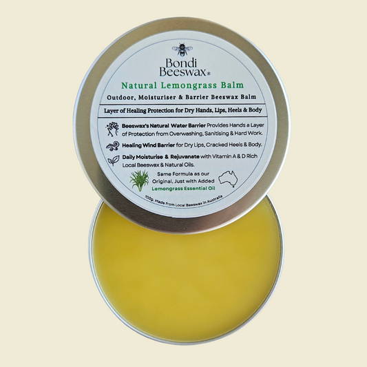 Bondi Beeswax Natural Lemongrass Balm 100g - Outdoor, Moisturiser & Barrier Beeswax Balm