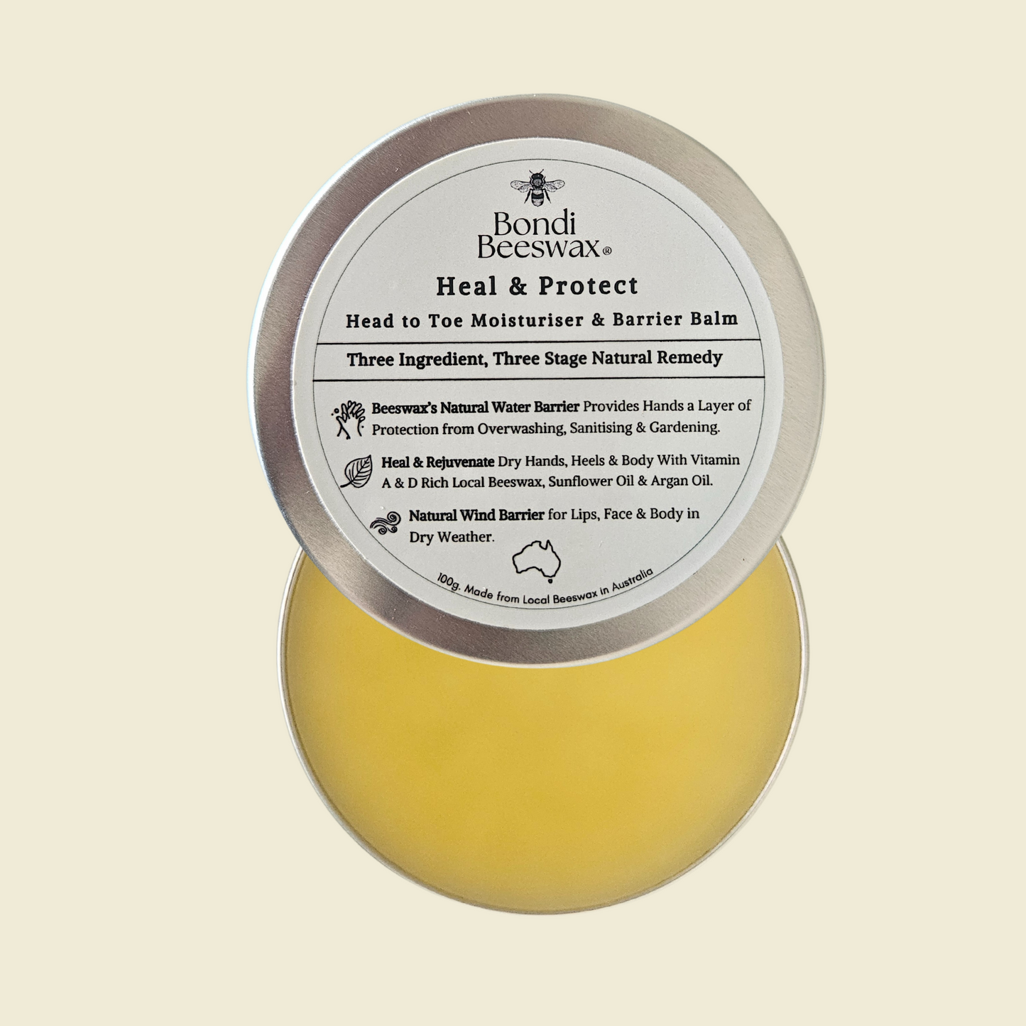 Bondi Beeswax Original Heal & Protect Head to Toe Natural Moisturiser & Barrier Balm 100g