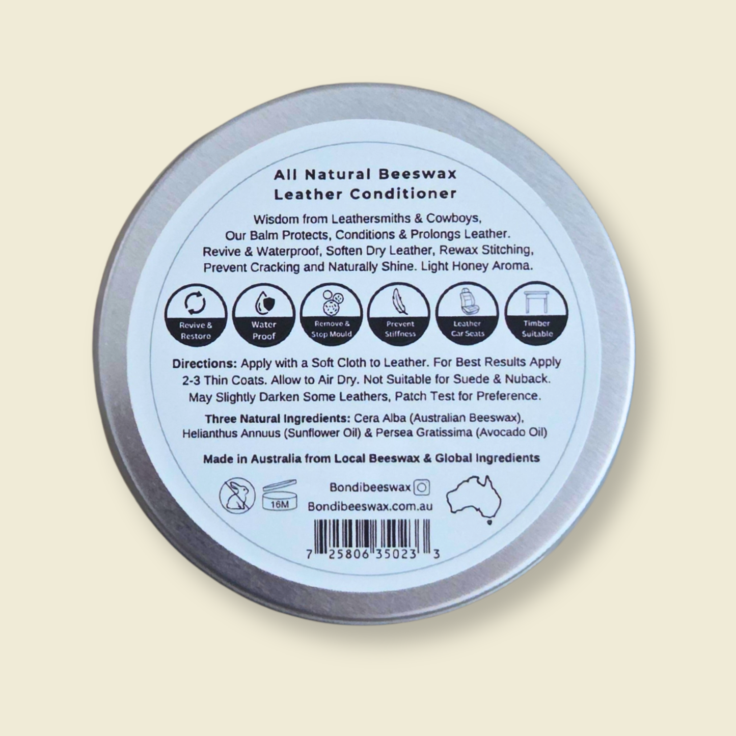 Bondi Beeswax All Natural Beeswax Leather Conditioner 100g