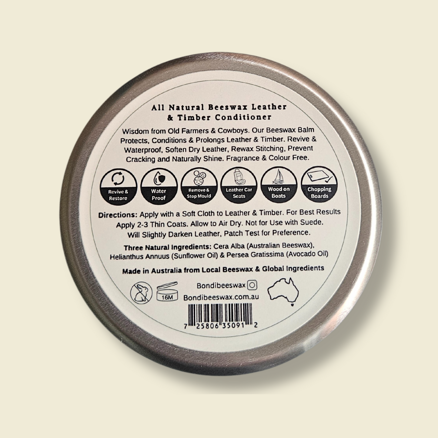 Bondi Beeswax All Natural Beeswax Leather Conditioner 100g