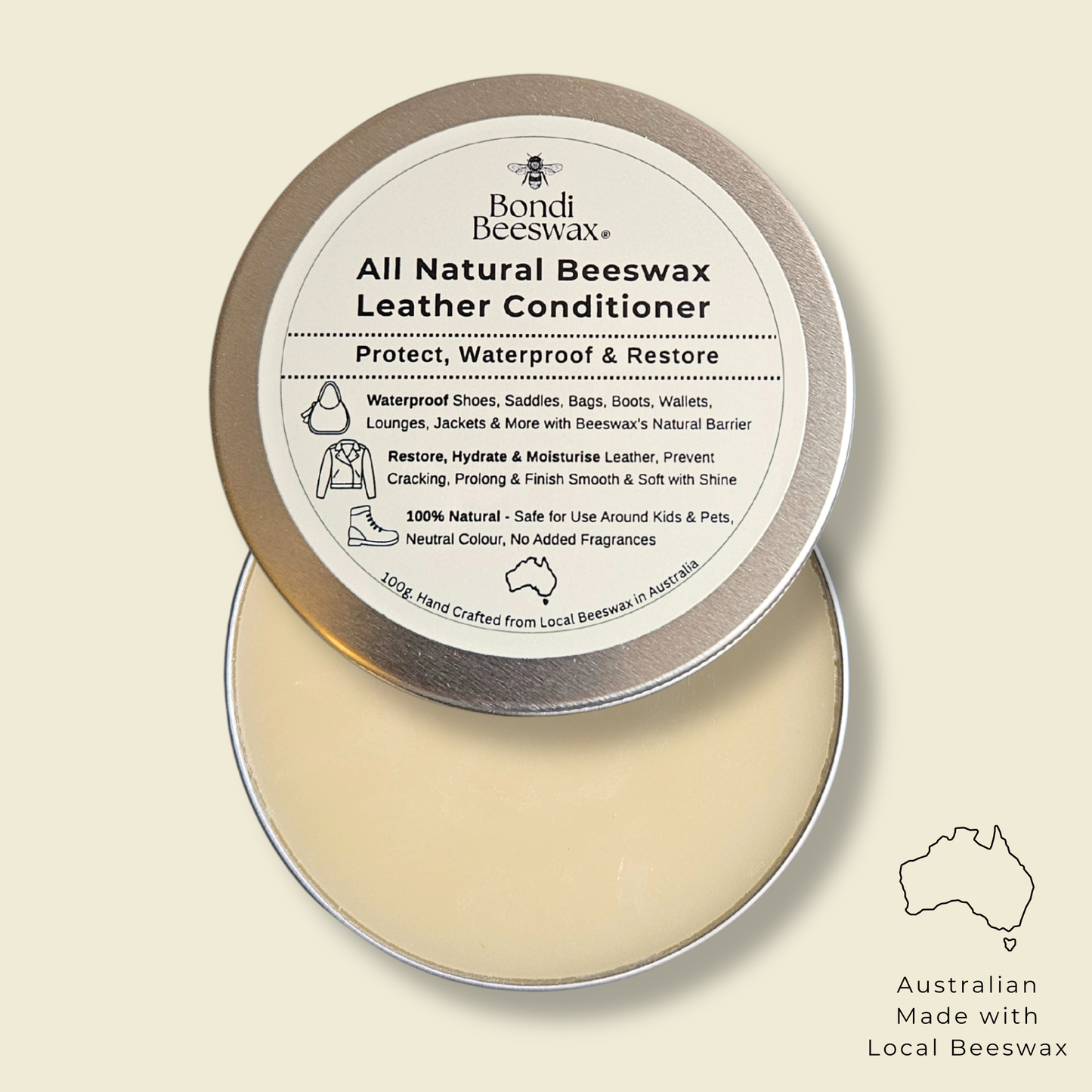 Bondi Beeswax All Natural Beeswax Leather Conditioner 100g